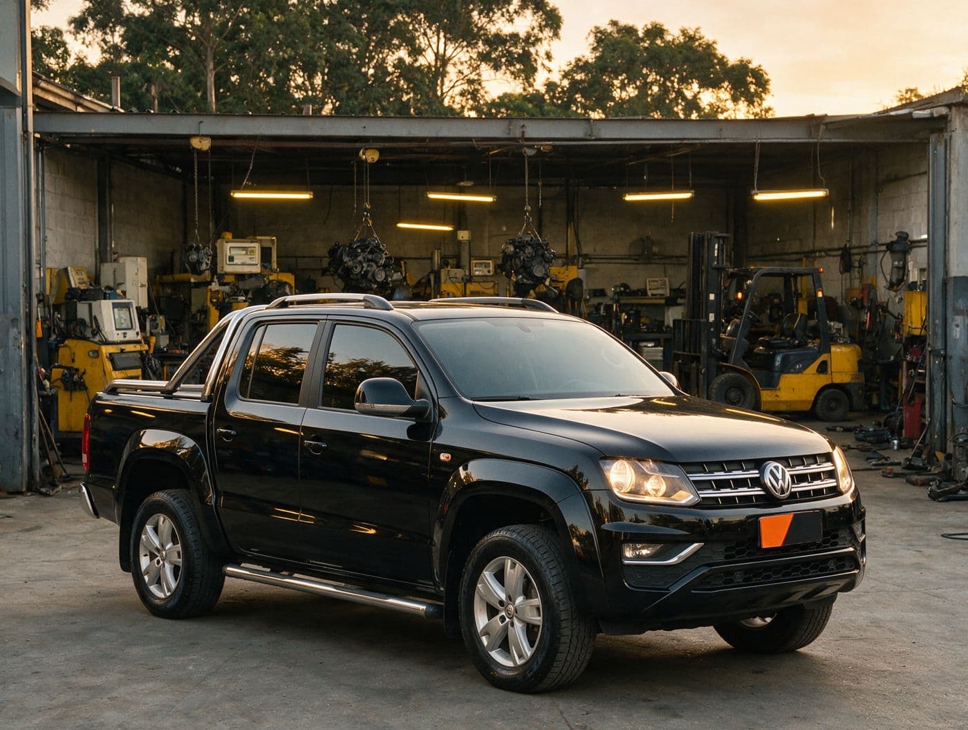 Volkswagen Amarok no pátio da oficina